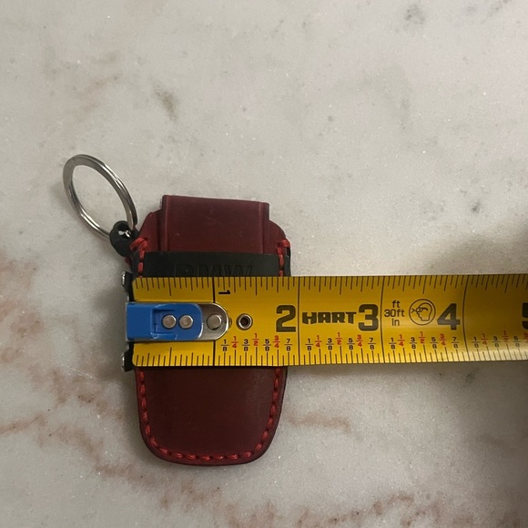 Tan Leather Embossed BMW Key Fob Holder Keychain Case - Picture 4 of 4